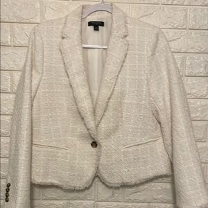 Ann Taylor White Textured Blazer
